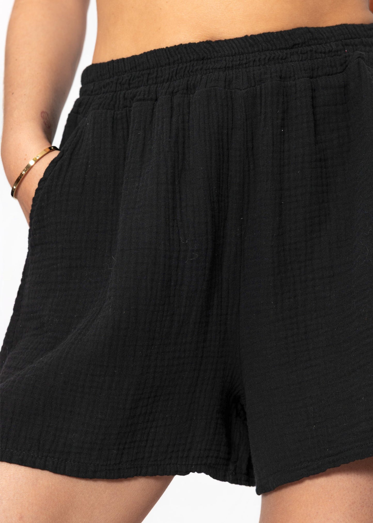 Musselin Shorts - schwarz