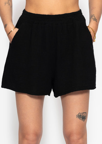 Musselin Shorts - schwarz